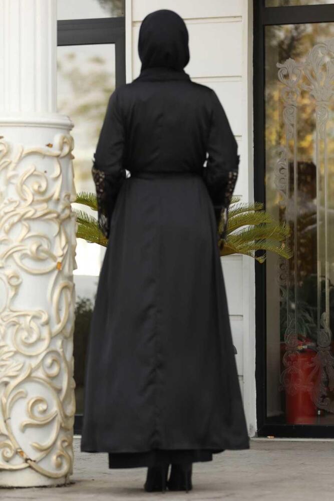 Black Hijab Abaya 8936S - 2