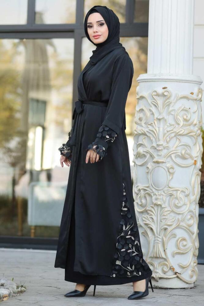 Black Hijab Abaya 8950S - 1
