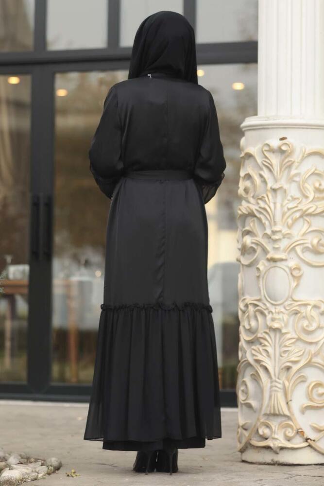 Black Hijab Abaya 8956S - 2