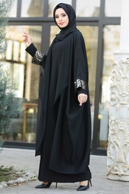 Black Hijab Abaya 8976S - Thumbnail
