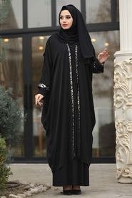 Black Hijab Abaya 9002S - Thumbnail