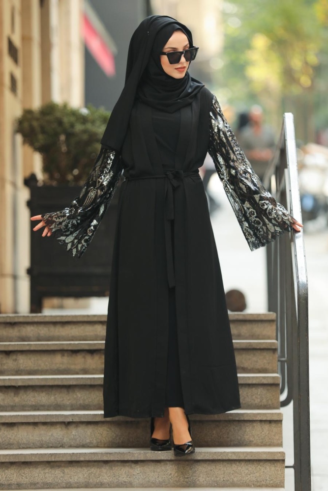 Black Hijab Abaya 95761S - 1