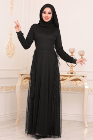 Black Hijab Dress 42680S - Thumbnail