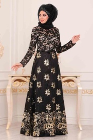 Neva Style - Long Black Hijab Prom Dress 82457S - Thumbnail