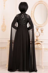 Black Hijab Evening Dress 85130S - Thumbnail