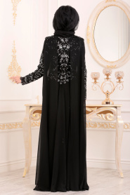 Black Hijab Evening Dress 85250S - Thumbnail