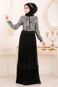 Neva Style - Long Sleeve Black Modest Dress 8532S - Thumbnail