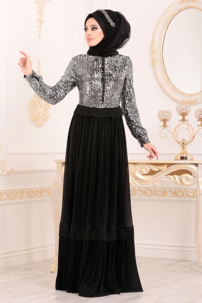 Neva Style - Long Sleeve Black Modest Dress 8532S - 1