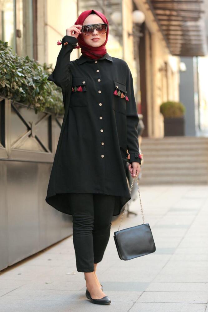 Black Hijab Tunic 40290S - 1