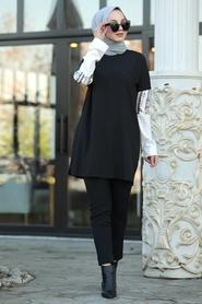 Black Hijab Tunic 9069S - Thumbnail