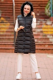 Black Hijab İnflatable Vest 1363S - Thumbnail