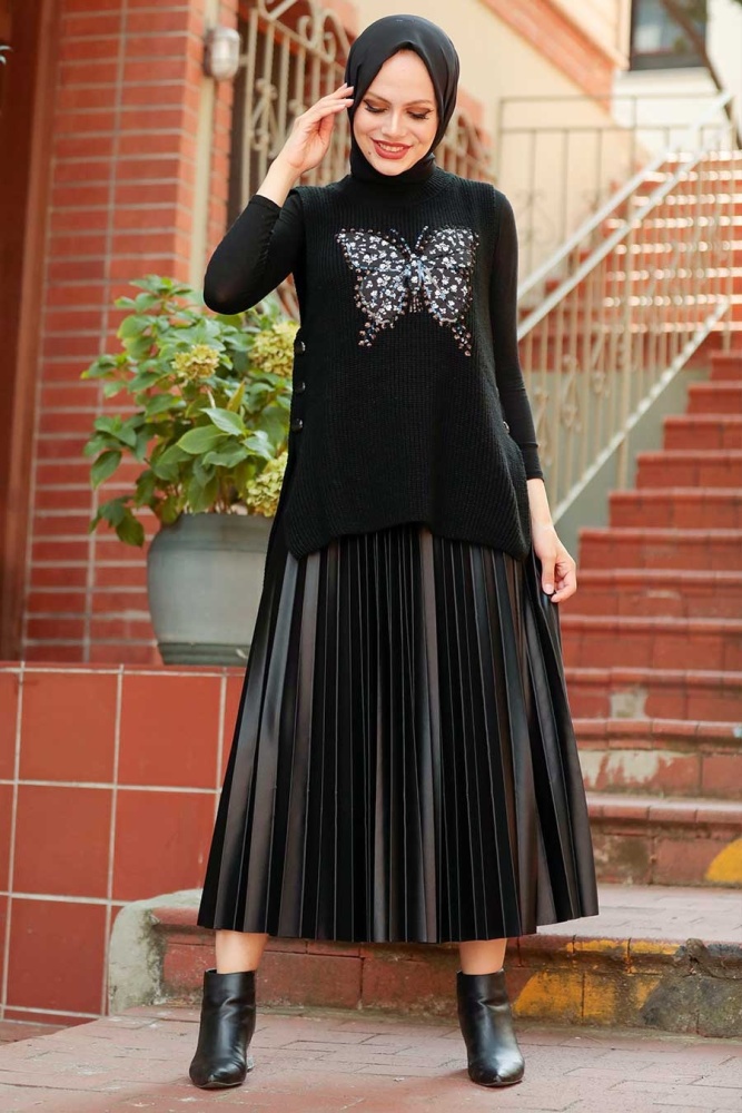 Black Knitwear Hijab Sweater 803S - 1