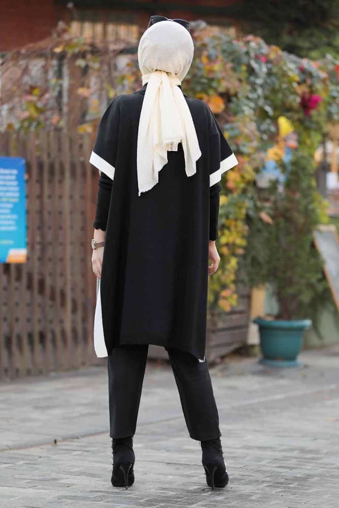 Black Knitwear Poncho 10112S - 4