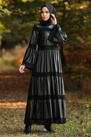 Black Leather Dress 33550S - Thumbnail