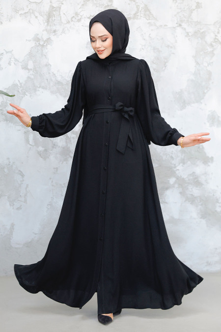 Black Modest Abaya 45277S - 1