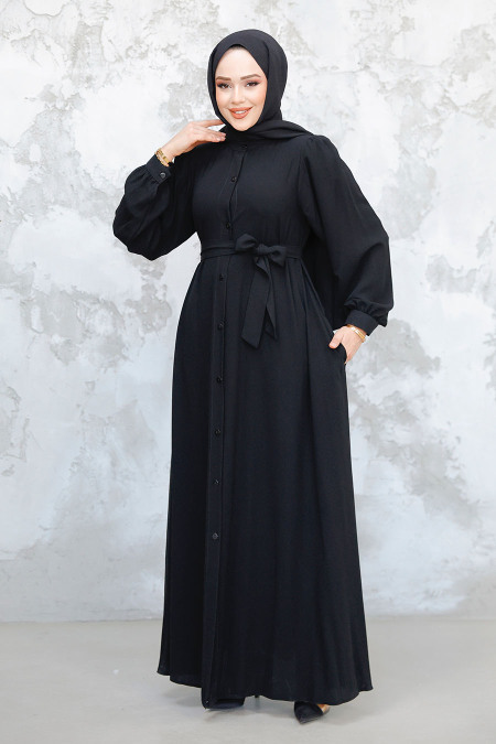 Black Modest Abaya 45277S - 2