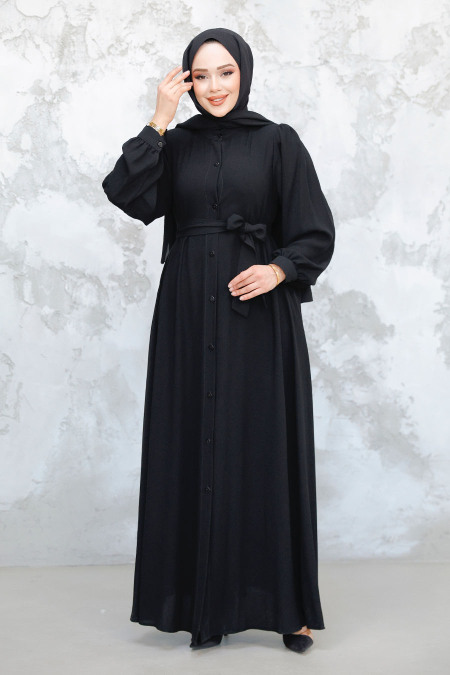 Black Modest Abaya 45277S - 3
