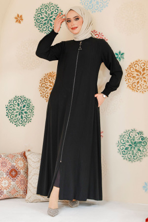 Black Modest Abaya 45294S - 1