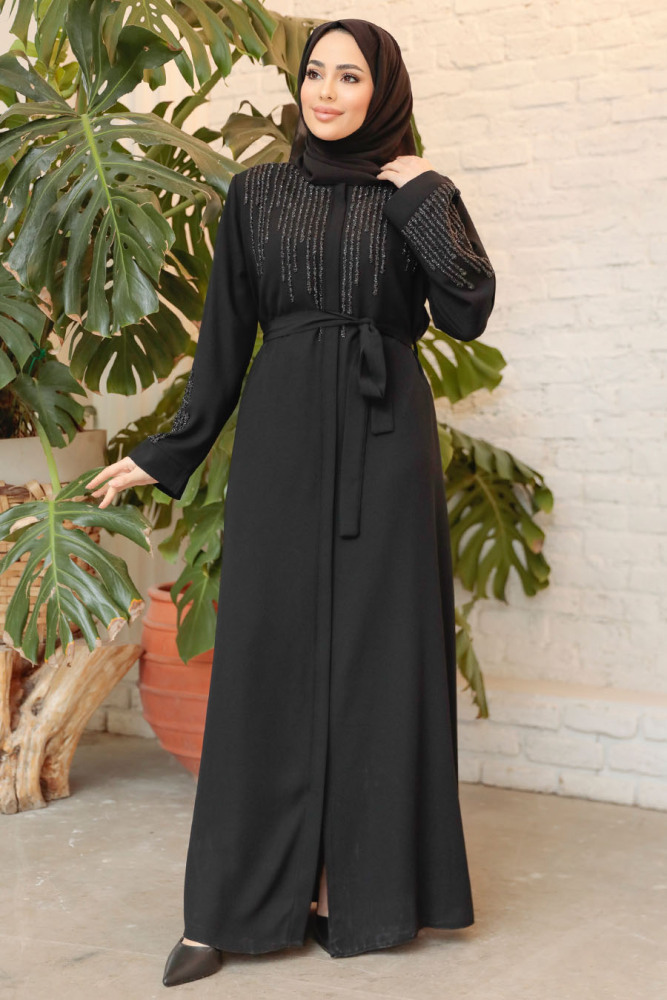 Black Modest Abaya For Women 29103S - 2