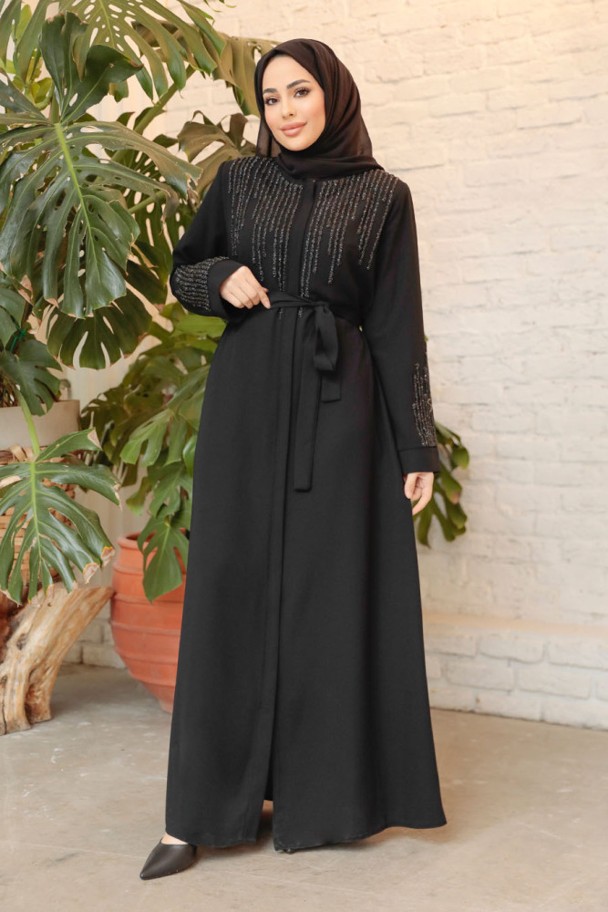 Black Modest Abaya For Women 29103S - 1