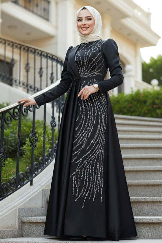 Black Modest Bridesmaid Dress 4303S - Neva-style.com