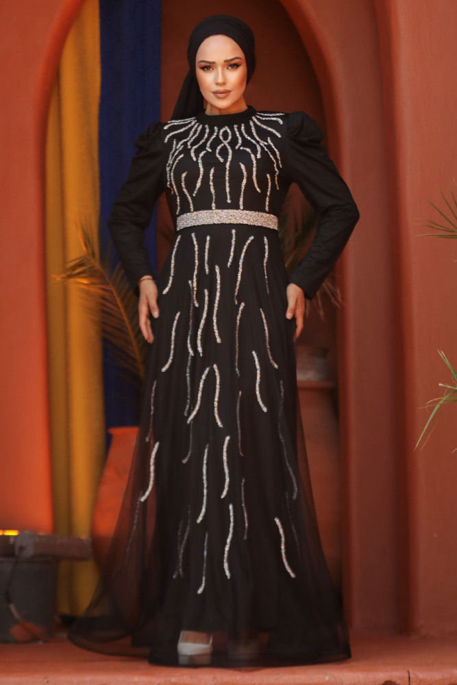 Black Modest Bridesmaid Dress 51912S - 1