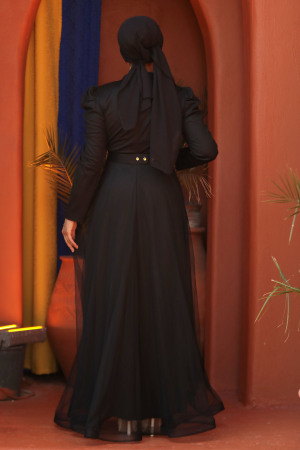 Black Modest Bridesmaid Dress 51912S - 4