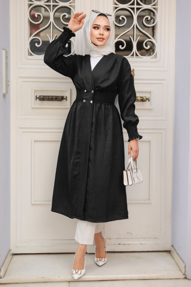 Black Modest Coat 11872S - 3