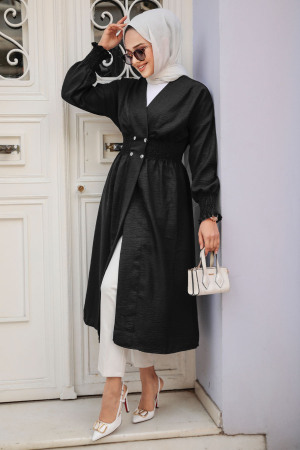 Black Modest Coat 11872S - 4