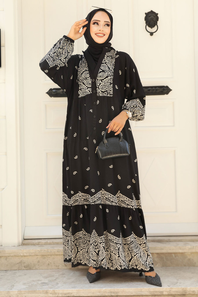 Black Modest Dress For Women 51751S - 2