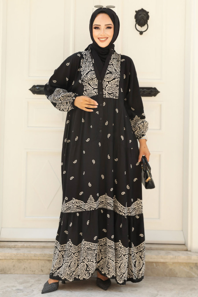 Black Modest Dress For Women 51751S - 3