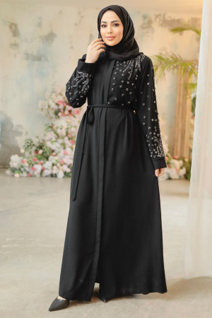 Black Modest Dubai Abaya 29101S - 1