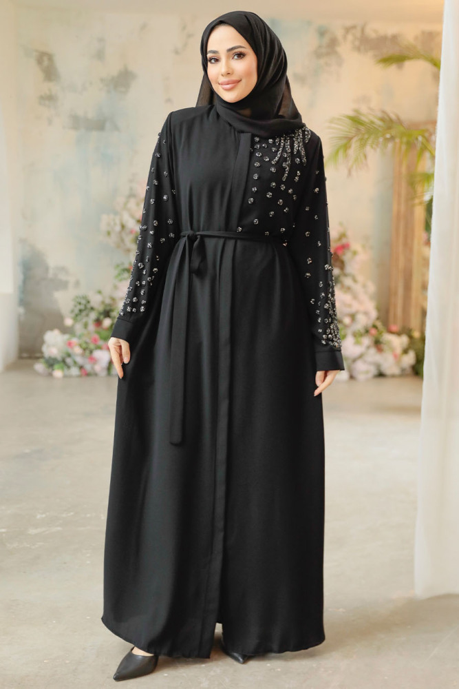 Black Modest Dubai Abaya 29101S - 2