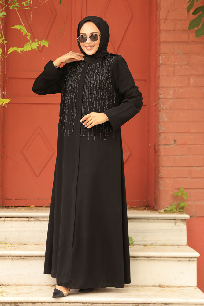 Black Modest Dubai Abaya 29106S - 1