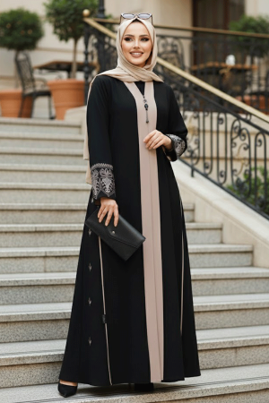 Black Modest Dubai Abaya 41568S - 1
