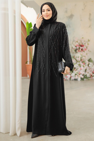 Black Modest Plus Size Abaya 29102S - 2