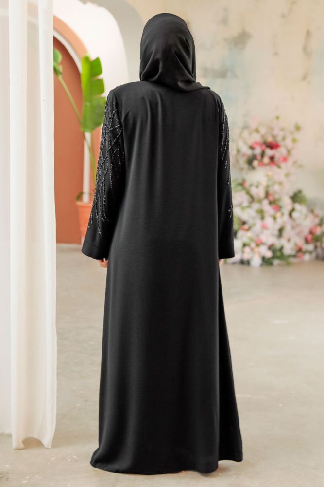 Black Modest Plus Size Abaya 29102S - 5