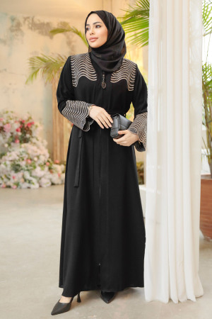 Black Modest Plus Size Abaya 29105S - 1