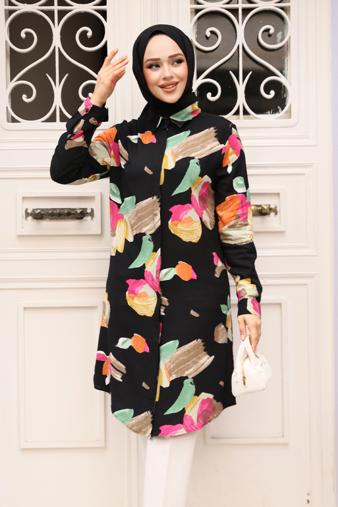 Black Modest Plus Size Top 11729S - 3