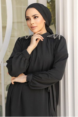 Black Modest Prom Dress 25681S - 3