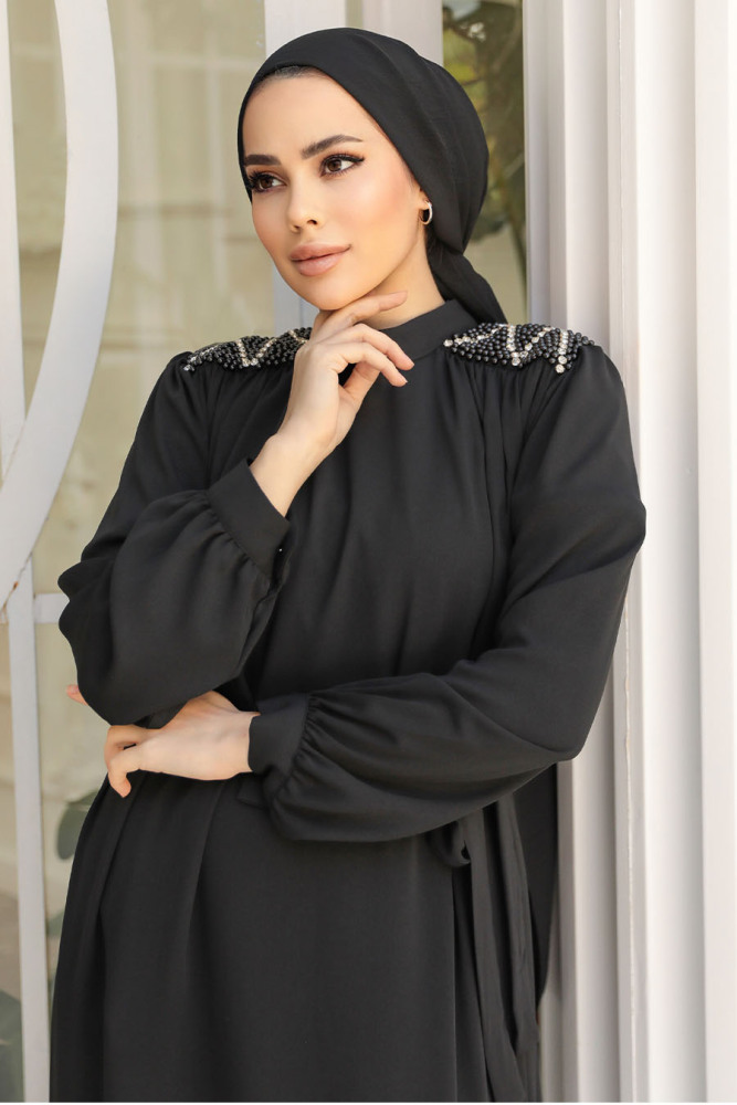 Black Modest Prom Dress 25681S - 3