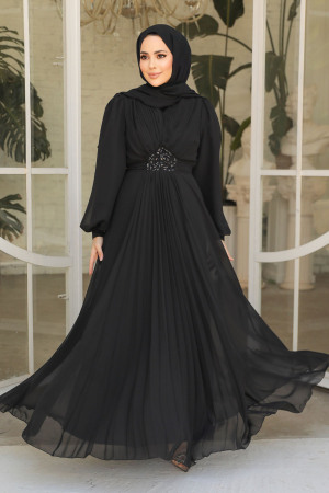 Black Modest Wedding Dress 4448S - 1