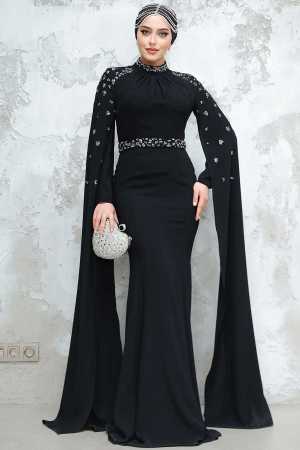 Black Modest Wedding Dress 4863S - 3