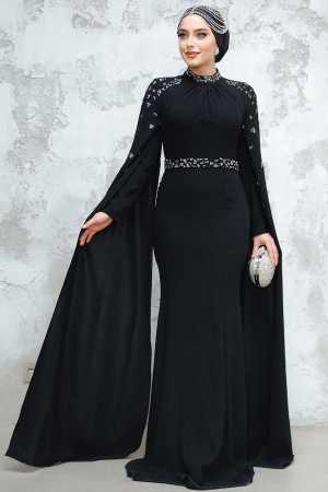 Black Modest Wedding Dress 4863S - 1
