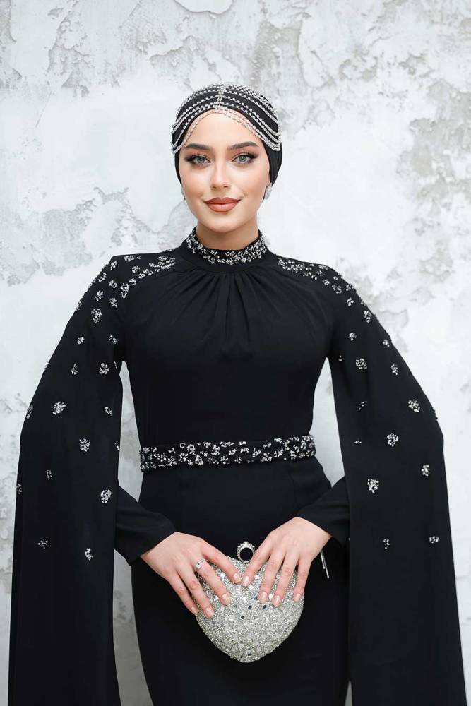 Black Modest Wedding Dress 4863S - 4