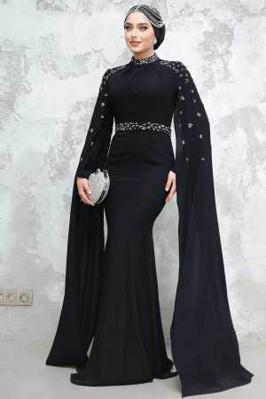 Black Modest Wedding Dress 4863S - 2