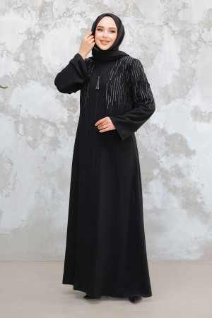 Black Plus Size Modest Abaya 15079S - 2