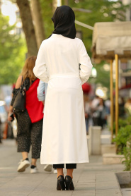 Blanc - Nayla Collection - Manteau Hijab 23630B - Thumbnail