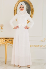 Blanc - Nayla Collection - Robes de Soirée 40370B - Thumbnail