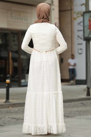Blanc- Neva Style - Manteau Hijab - 1390B - Thumbnail
